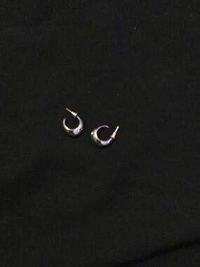 Classic Silver-Tone Crescent Hoop Earrings - Women Jewelry